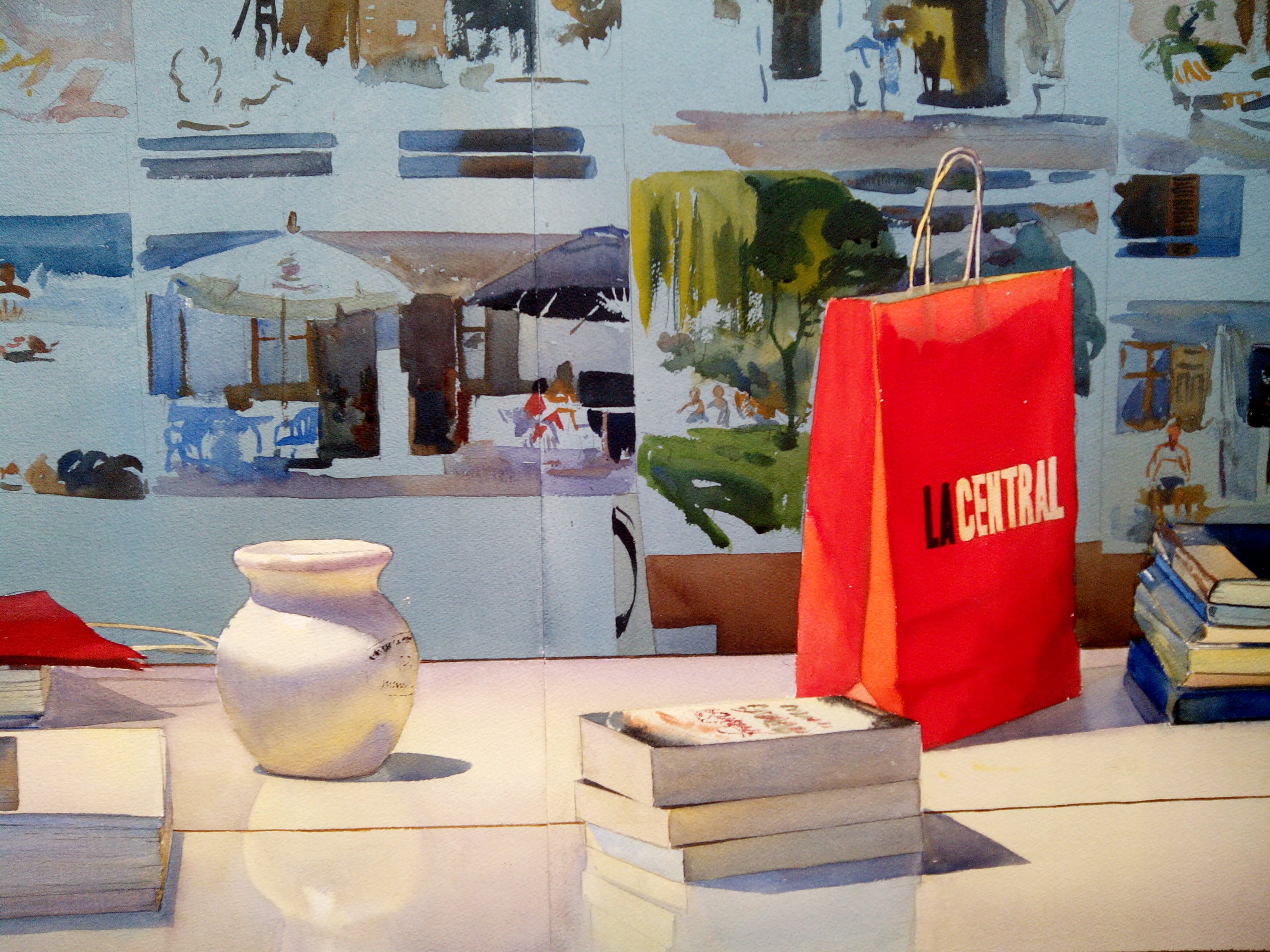 Detalle en una de las acuarelas gigantes