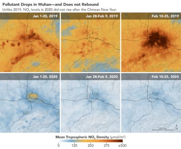 Imágenes del descenso de contaminación en China por el coronavirus