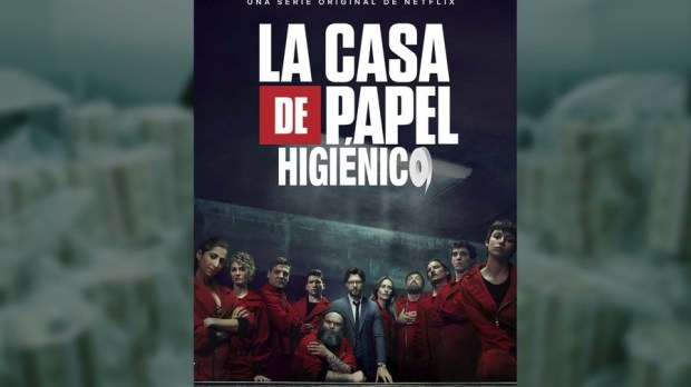 Portada humorística de La casa de papel, añadiendo "higiénico"