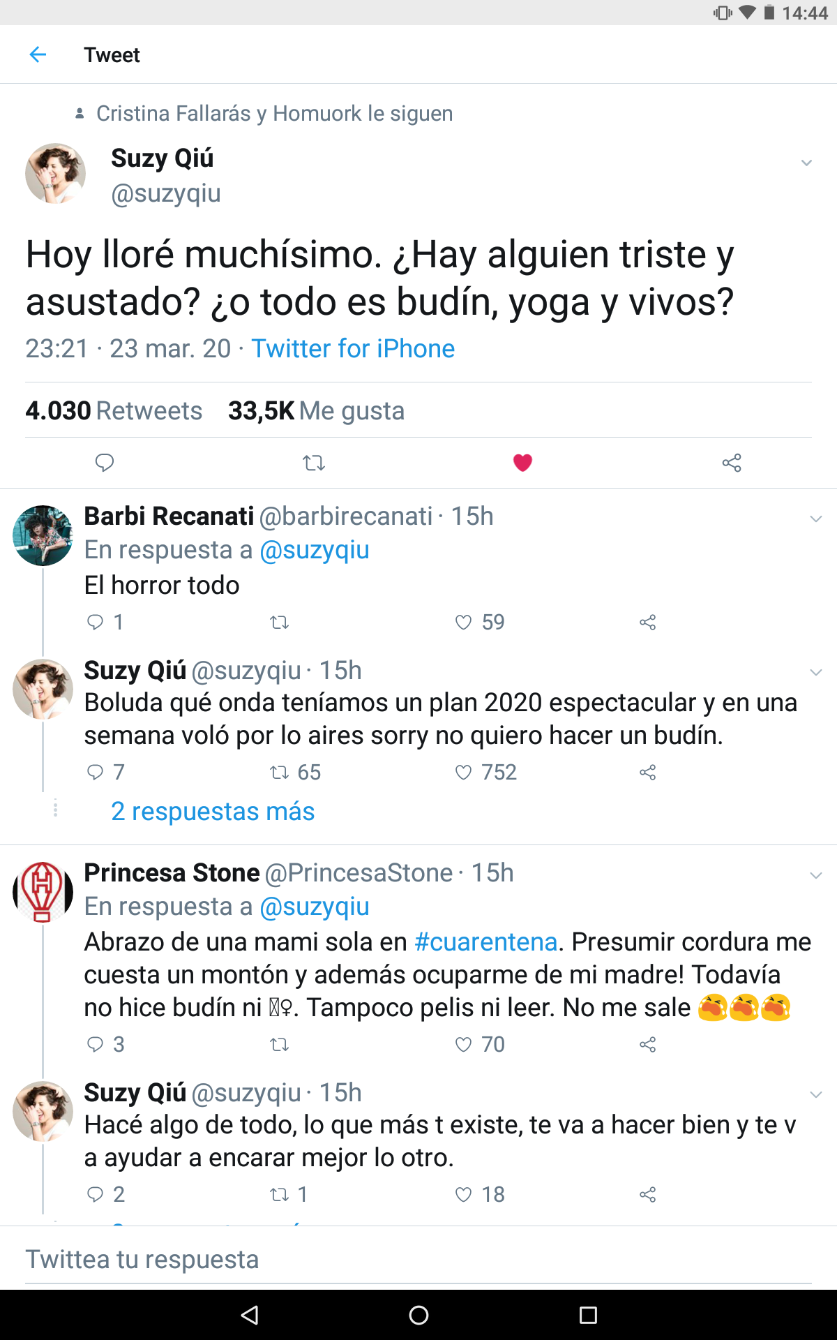 Captura de pantalla de un tuit que reza: 